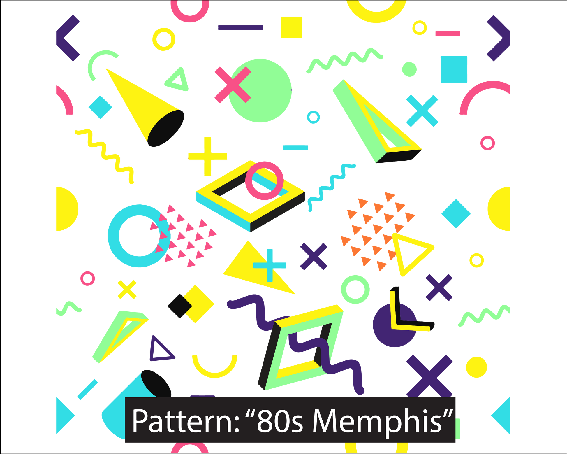 Classic 80s memphis style retro image with geometric shapes. Very nostalgic 